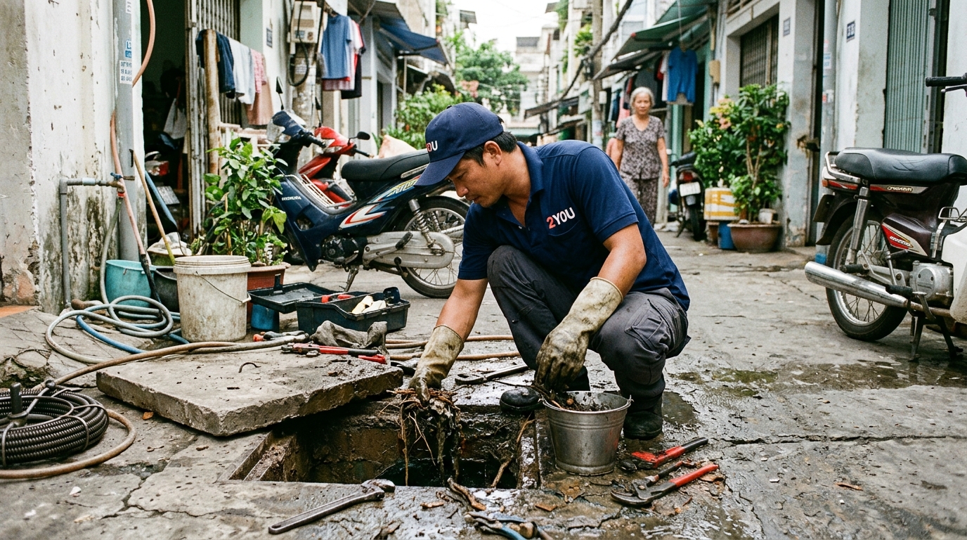 Thông cống nghẹt Hóc Môn